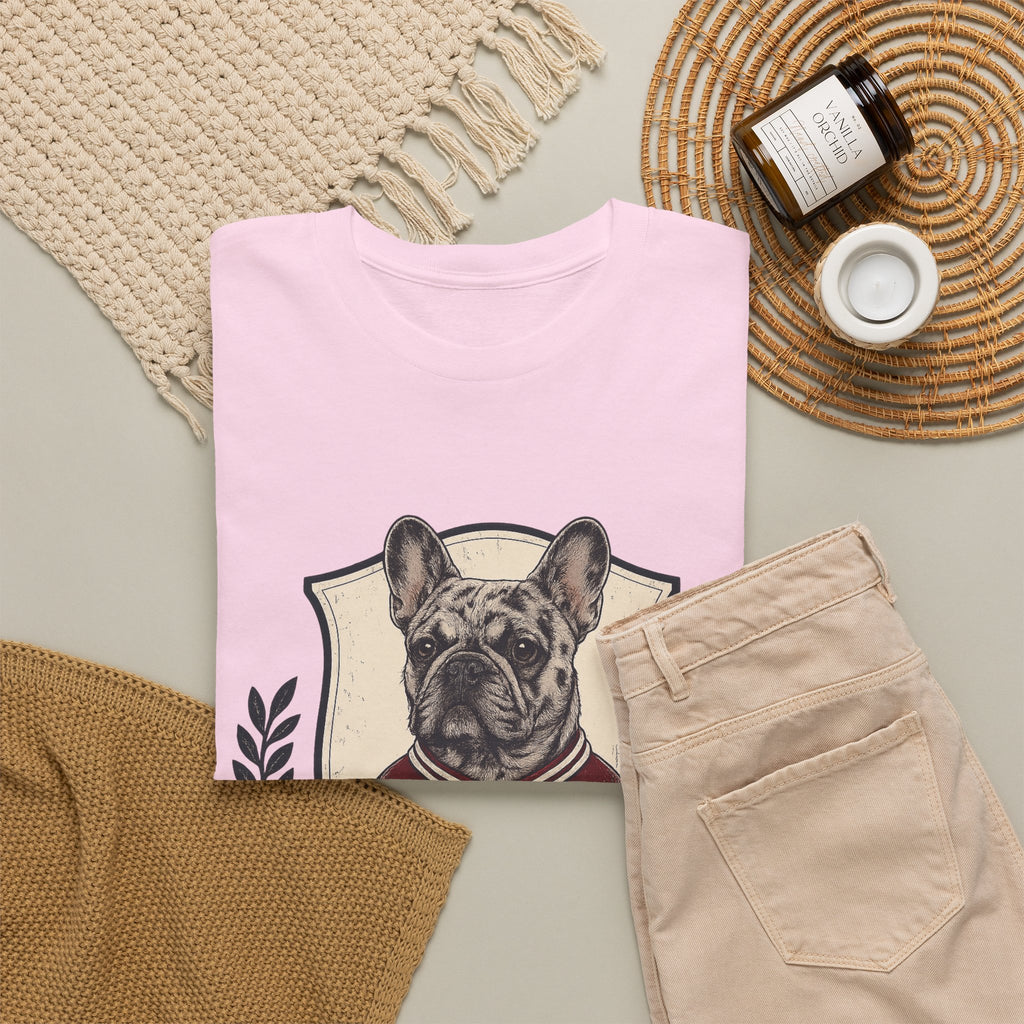 Unisex French Bulldog Crest T‑Shirt — Vintage Collegiate Pup Tee