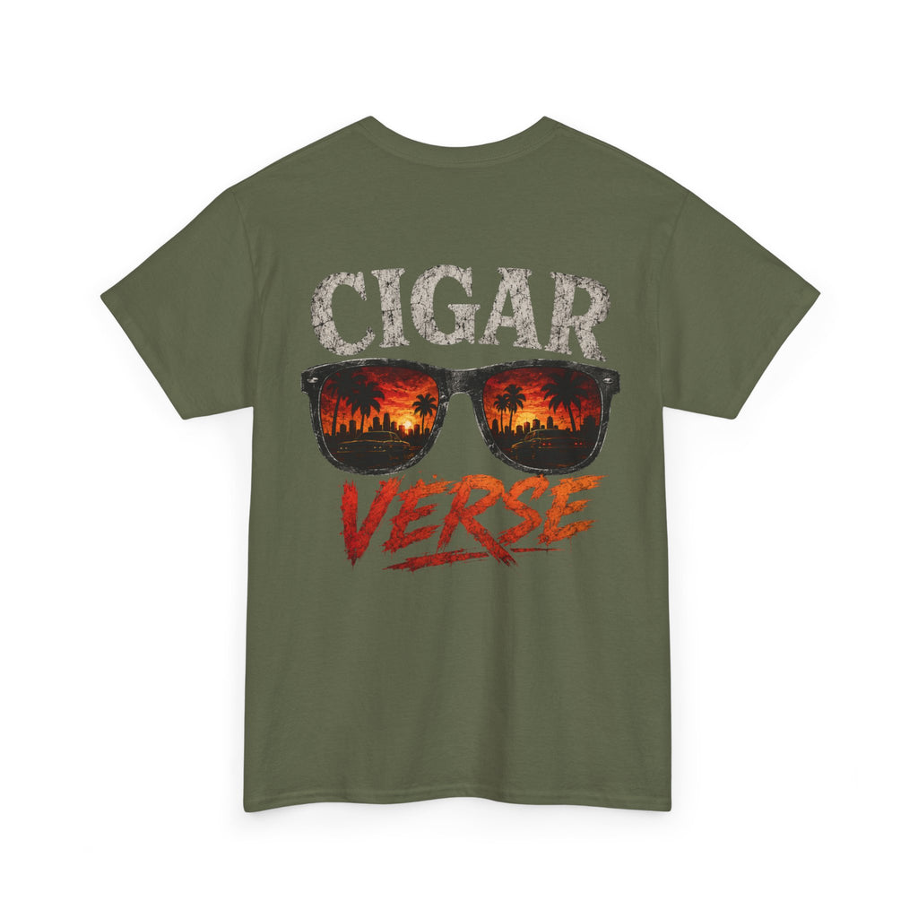 Cigar Verse Graphic Tee — Retro Sunglasses Smoke Design