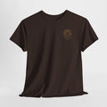 Spiral Tobacco Leaf Chest Logo Tee — Rustic Brown Graphic T-Shirt