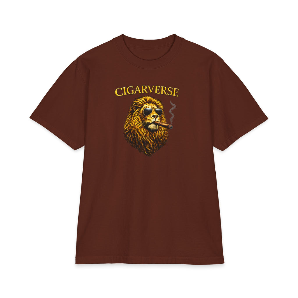 Premium Max Heavyweight Cigarverse Lion T‑Shirt – Vintage Roaring Lion Smoking Cigar Tee