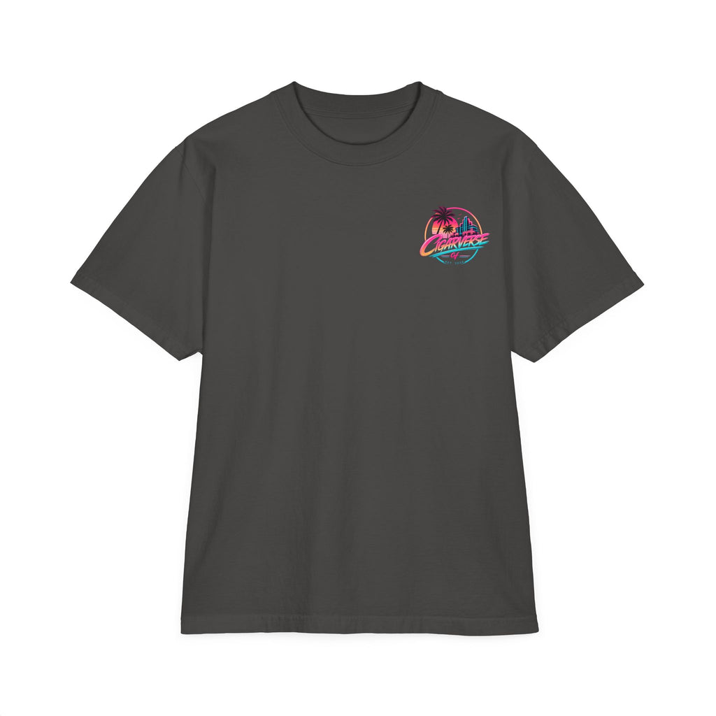 Oversized CIGARVERSE Premium Retro Miami T-Shirt — Neon Sunset Palm Beach Graphic