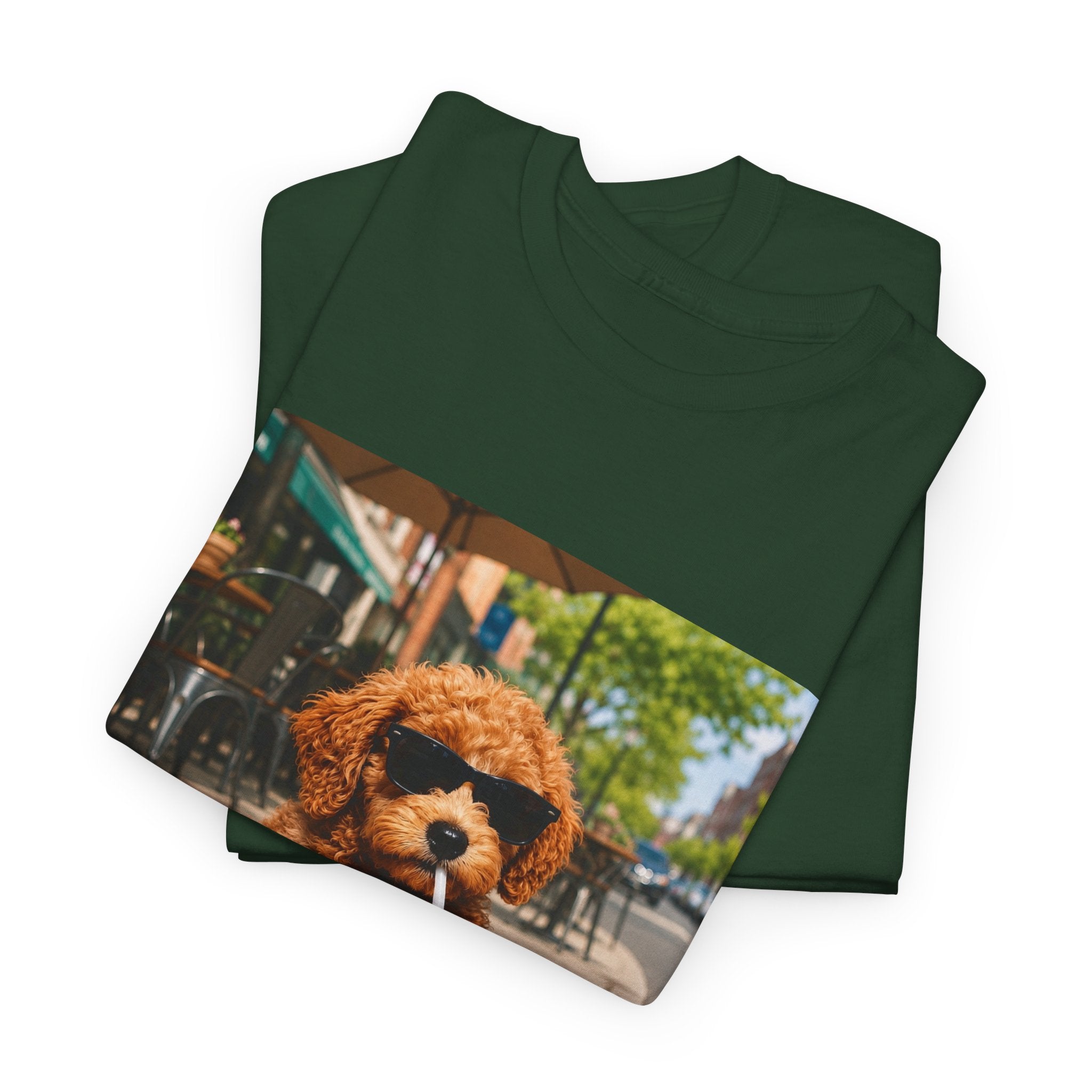 T-Shirt — Cute Puppy Drinking Iced Coffee Photo Tee