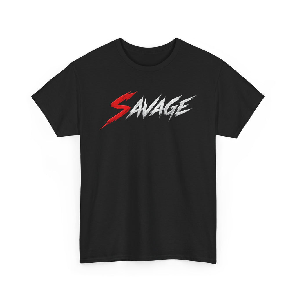 Savage Graphic Tee — Bold Red & White Streetwear T-Shirt