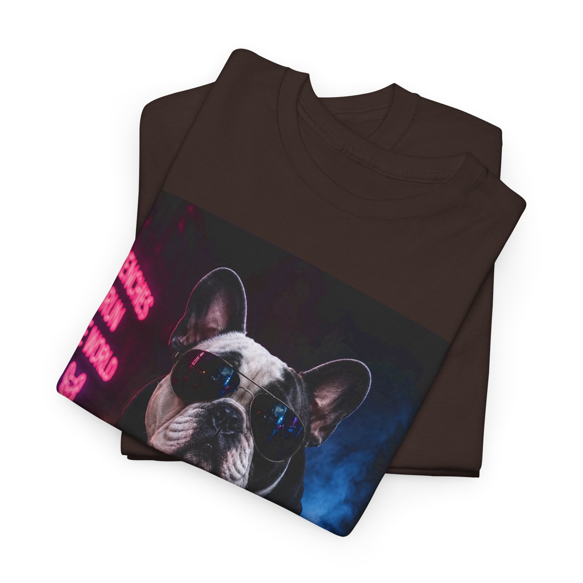 Bulldog Gangster Tee — Neon Retro Dog Graphic T-Shirt