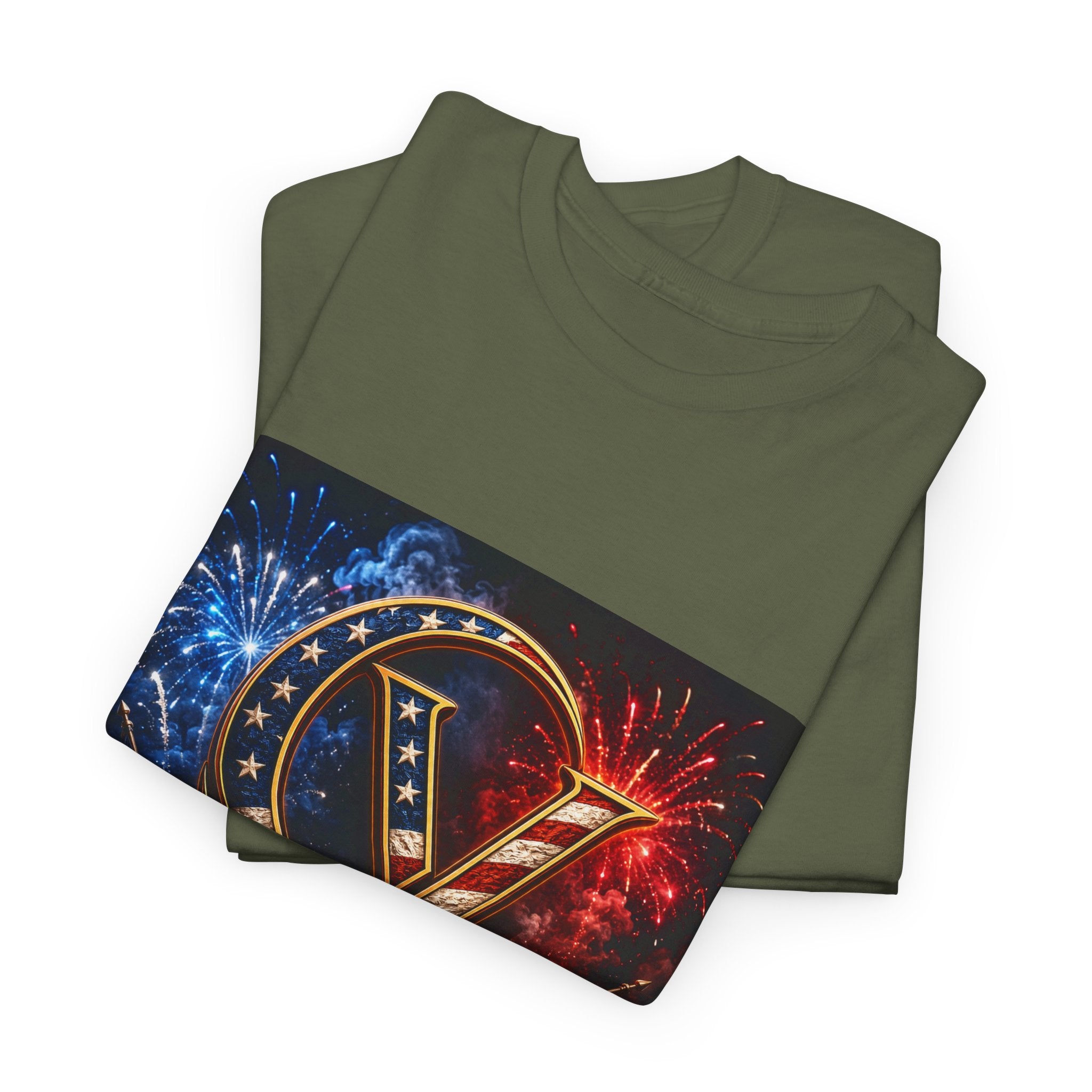 Cigarverse Logo Tee — Patriotic Gold & Flag Emblem Cotton T‑Shirt