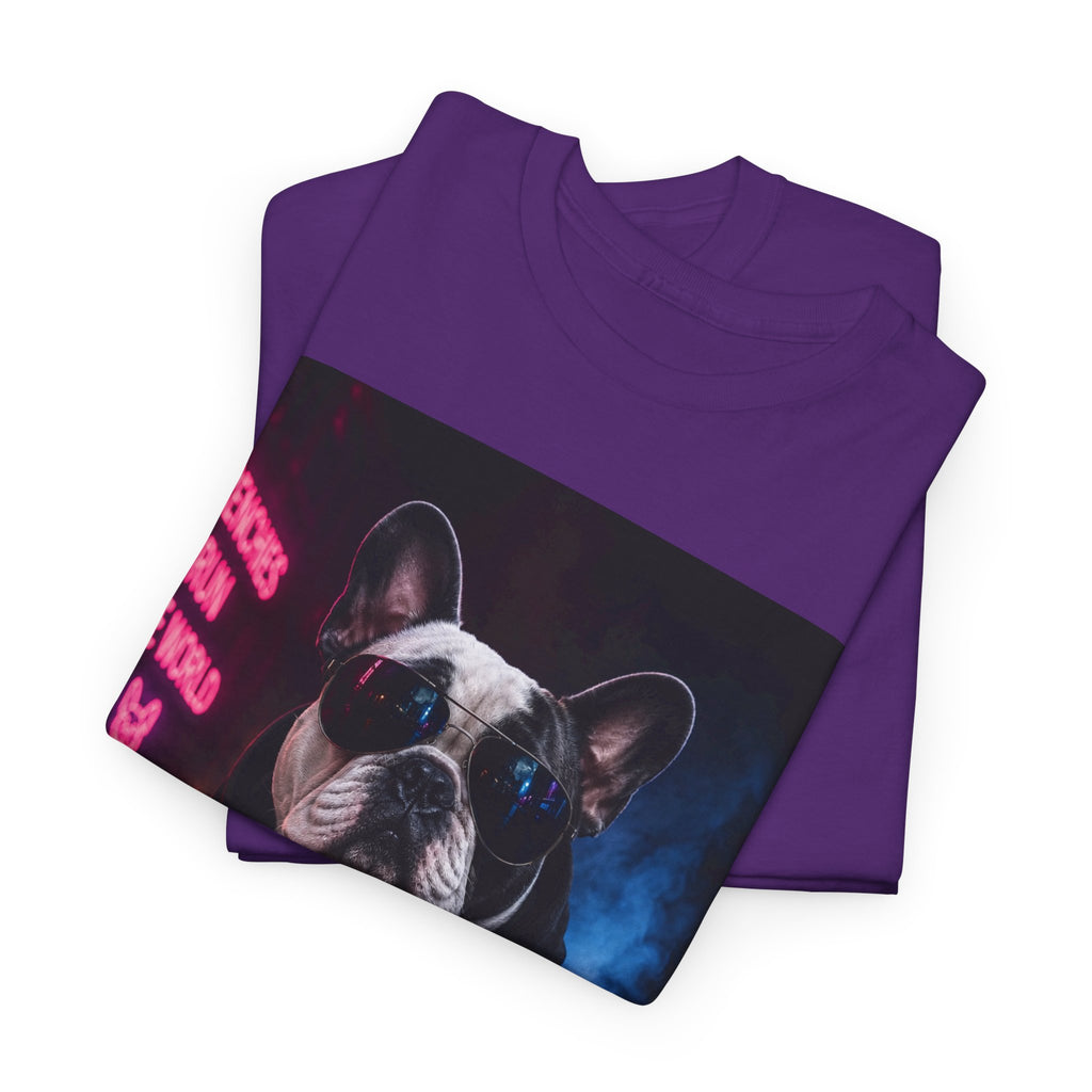 Bulldog Gangster Tee — Neon Retro Dog Graphic T-Shirt