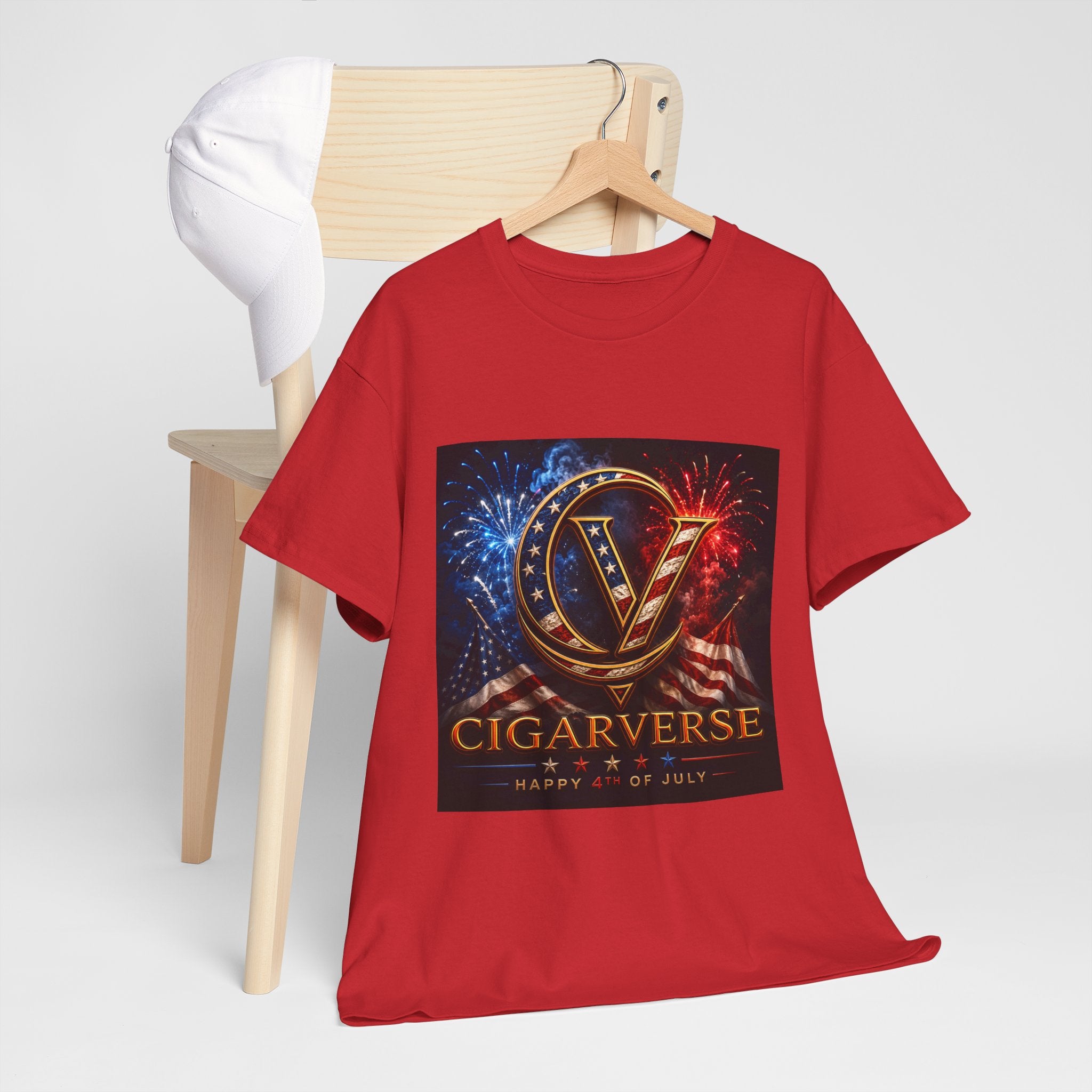 Cigarverse Logo Tee — Patriotic Gold & Flag Emblem Cotton T‑Shirt