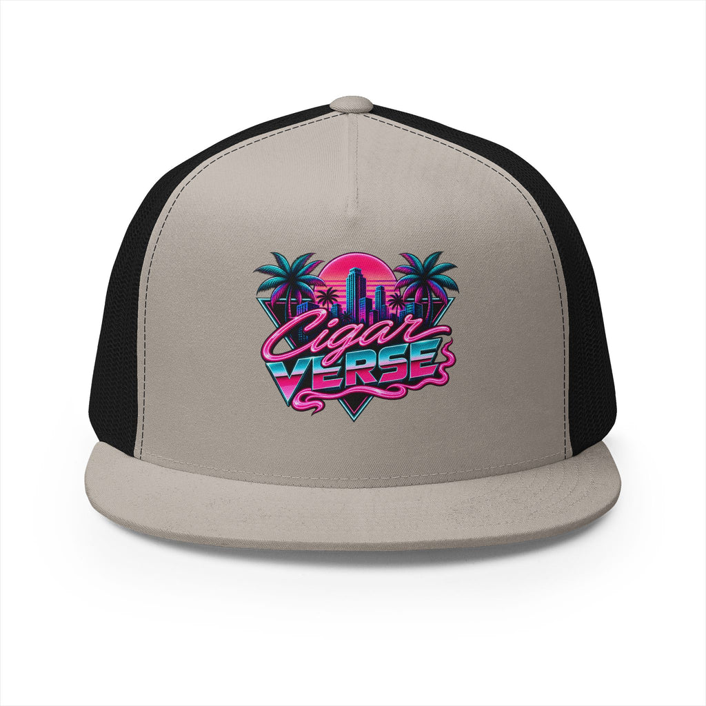 Retro Miami Trucker Cap — "Cigar Verse" Neon Palm Logo