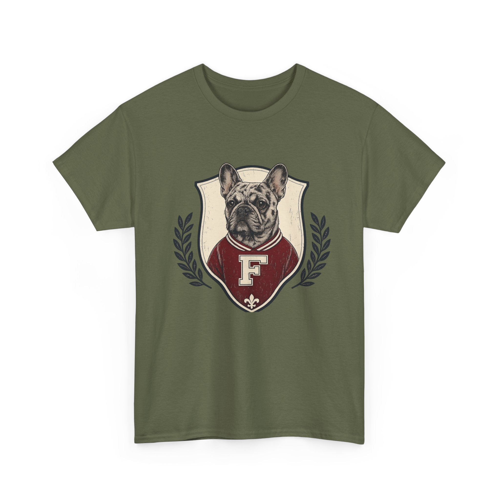 Unisex French Bulldog Crest T‑Shirt — Vintage Collegiate Pup Tee