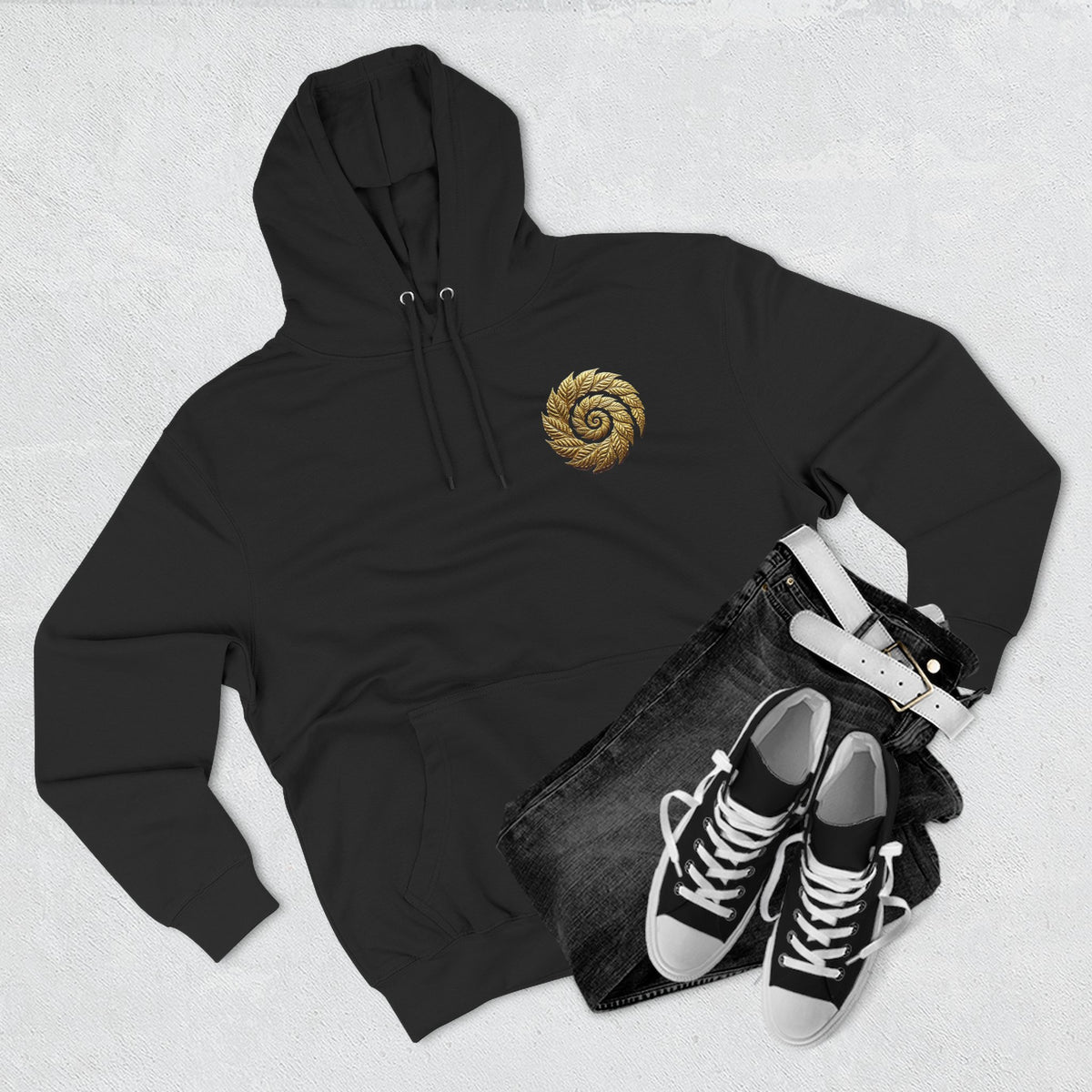 Spiral Tobacco Leaf Hoodie - Minimal Chest Logo