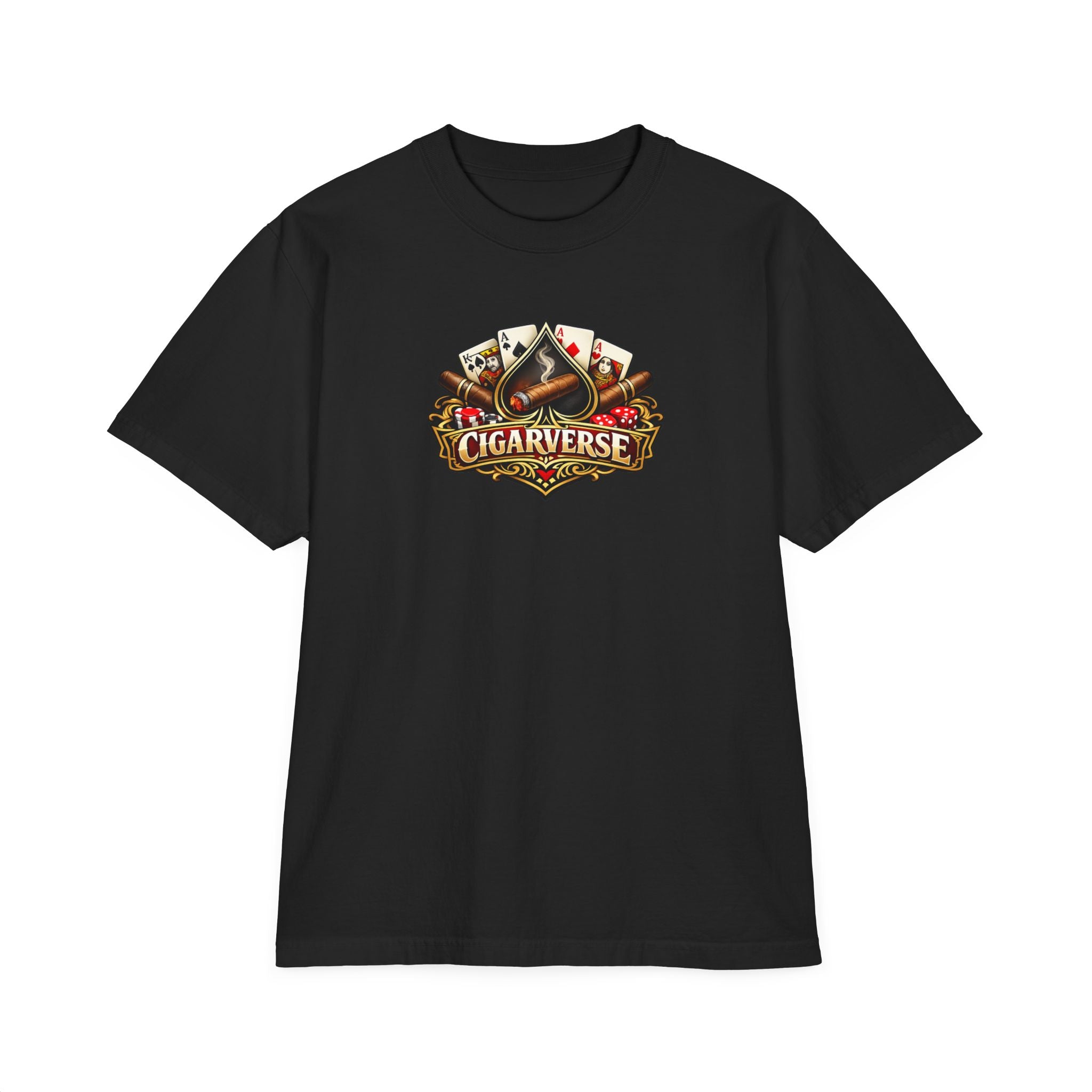 Premium Max Heavyweight Cigarverse Logo T‑Shirt — Minimal Black Graphic Tee for Cigar Enthusiasts