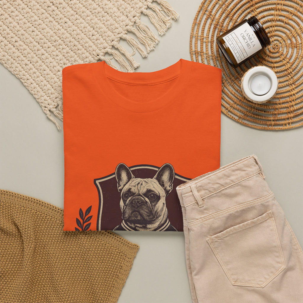 French Bulldog Crest T-Shirt — Vintage Campus Emblem Tee