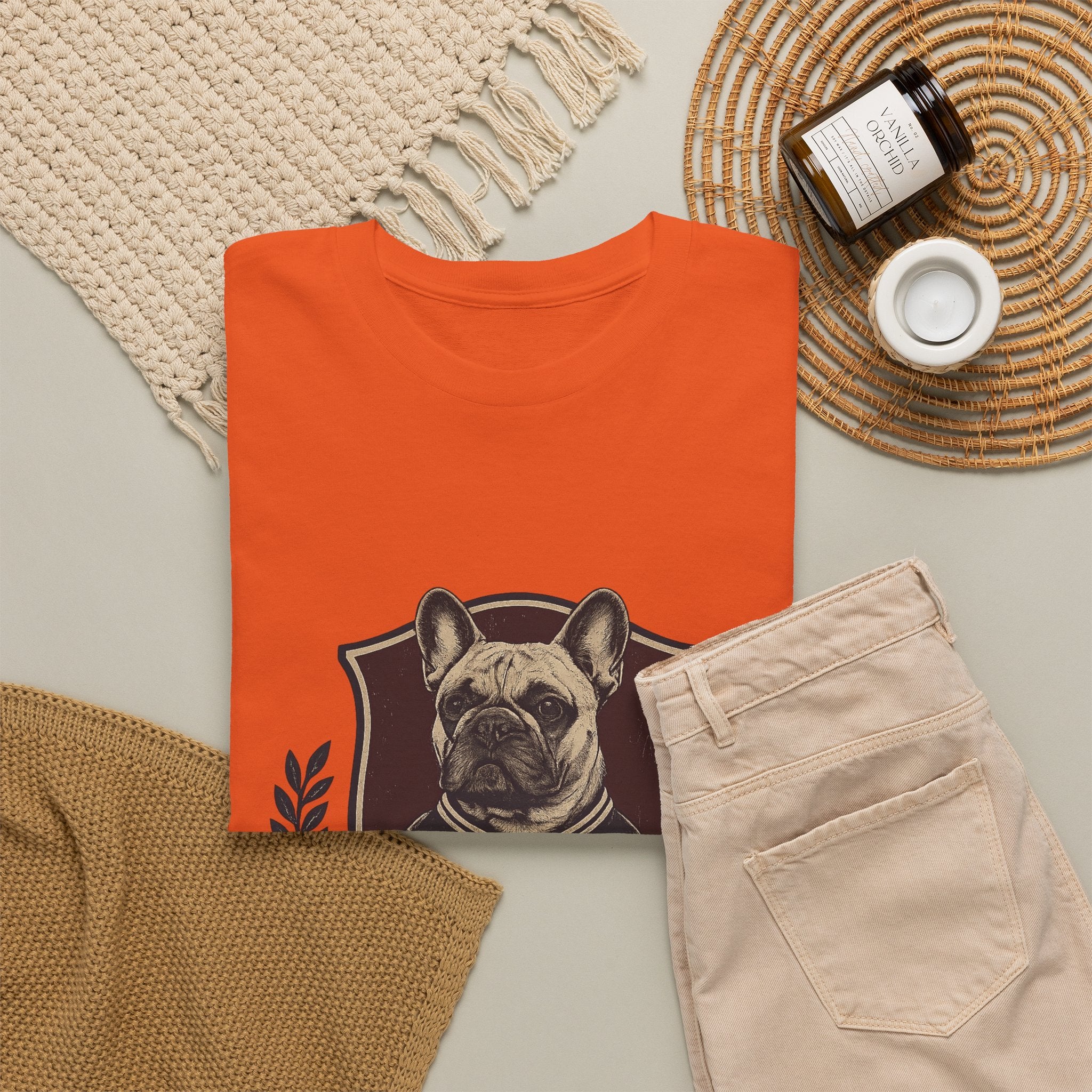 French Bulldog Crest T-Shirt — Vintage Campus Emblem Tee