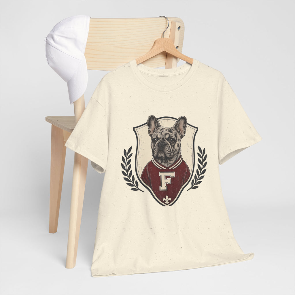Unisex French Bulldog Crest T‑Shirt — Vintage Collegiate Pup Tee