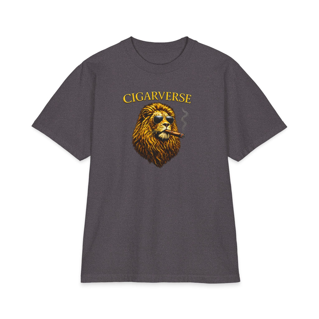 Premium Max Heavyweight Cigarverse Lion T‑Shirt – Vintage Roaring Lion Smoking Cigar Tee