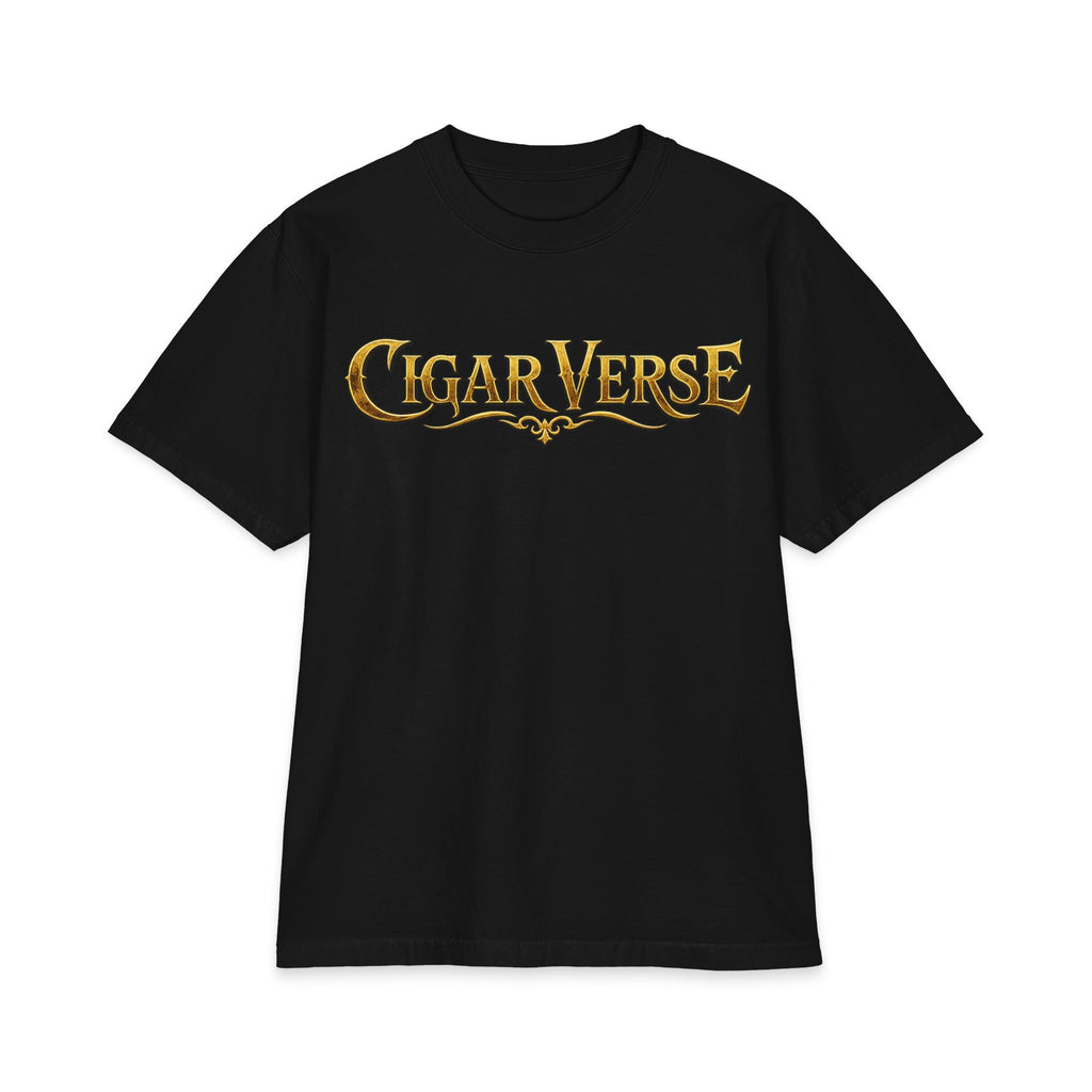 ULTRA PREMIUM HEAVYWEIGHT CigarVerse Graphic T-Shirt — Bold Gold Logo Smoking-Inspired Tee