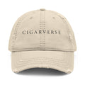 Cigarverse Black Logo Distressed Dad Hat — Embroidered Vintage Baseball Cap