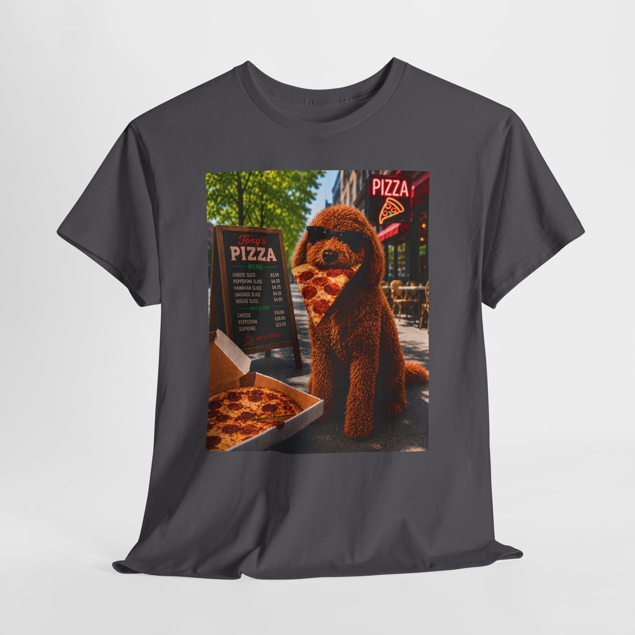 Doodle Pizza Tee — Cute Eating Pizza T-Shirt