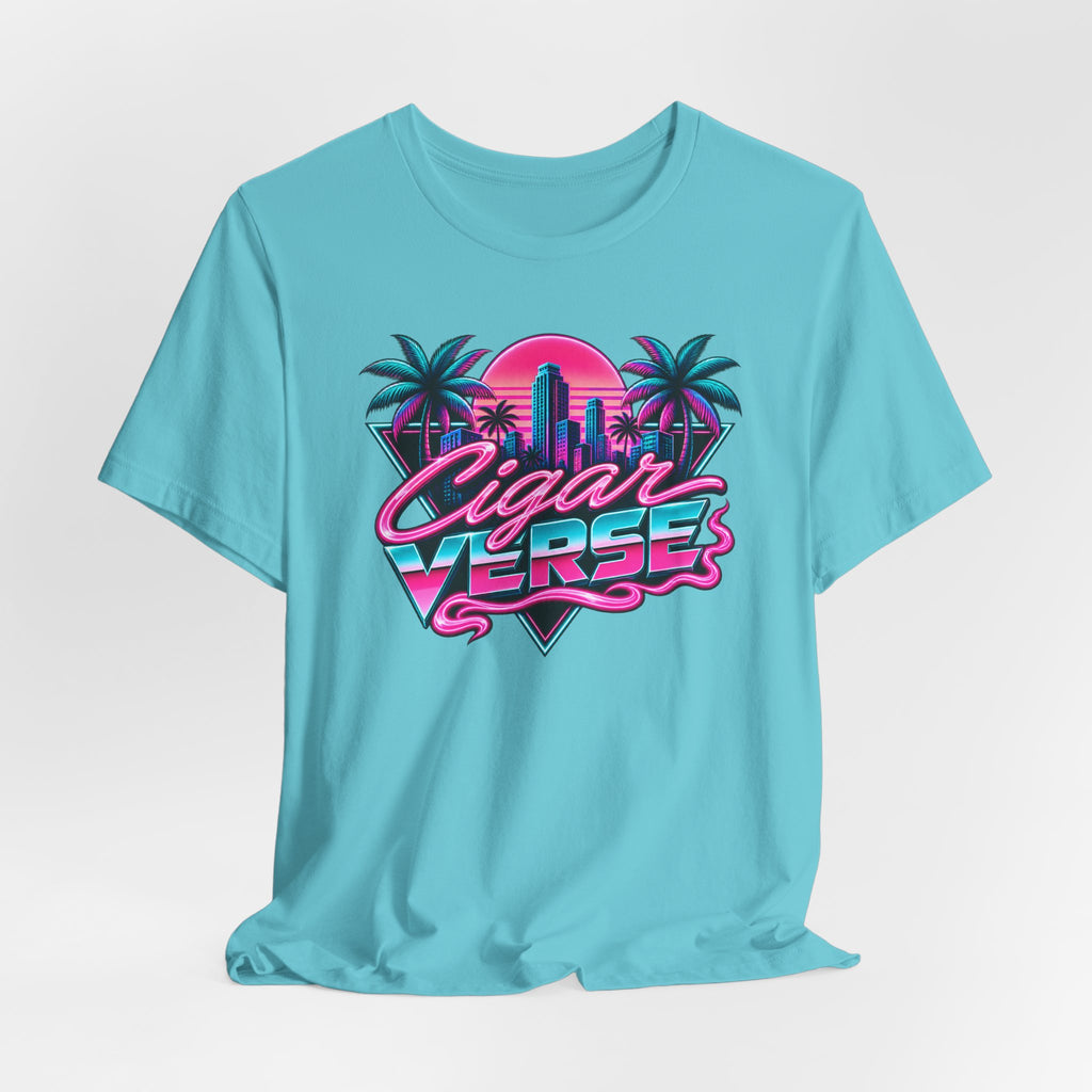 CIGARVERSE Retro Miami Tee — Neon Palm Beach Sunset T-Shirt