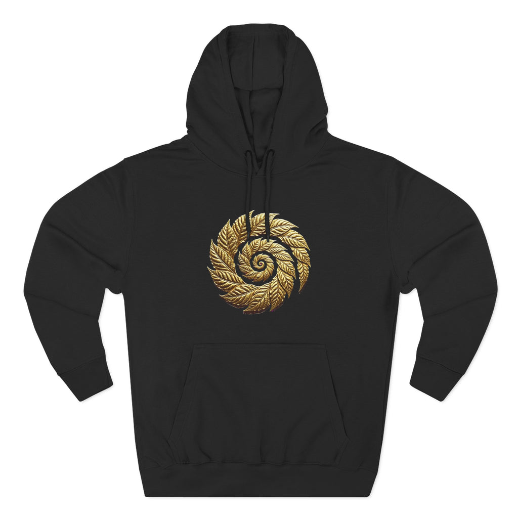 Golden Spiral Leaf Hoodie — Nature-Inspired Spiral Graphic Pullover