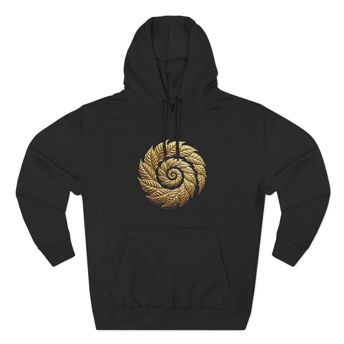 Golden Spiral Leaf Hoodie — Nature-Inspired Spiral Graphic Pullover