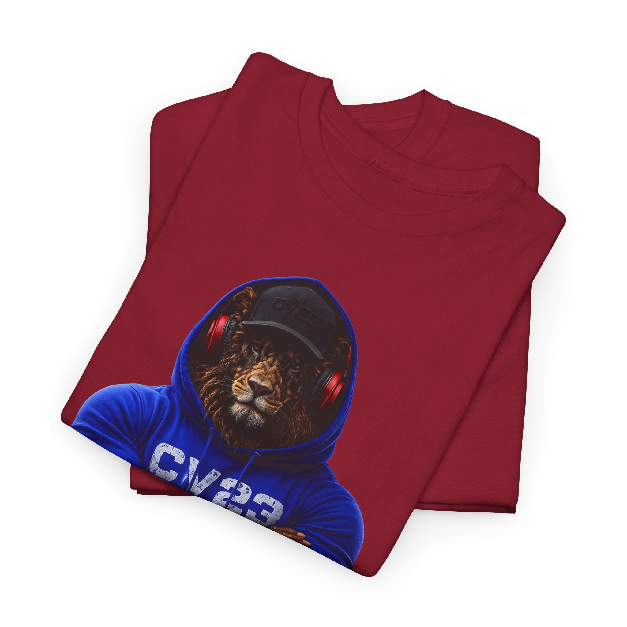 Hooded Lion Graphic Tee — Hoodie Gym Wear T-Shirt