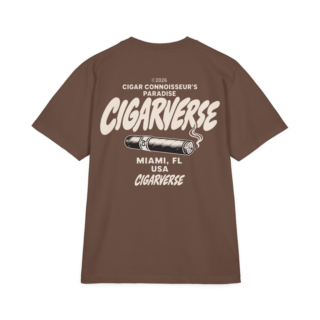 Oversized Premium CIGARVERSE Max Heavyweight T-Shirt — 'Cigar Connoisseur's Paradise' Miami Cigar Tee