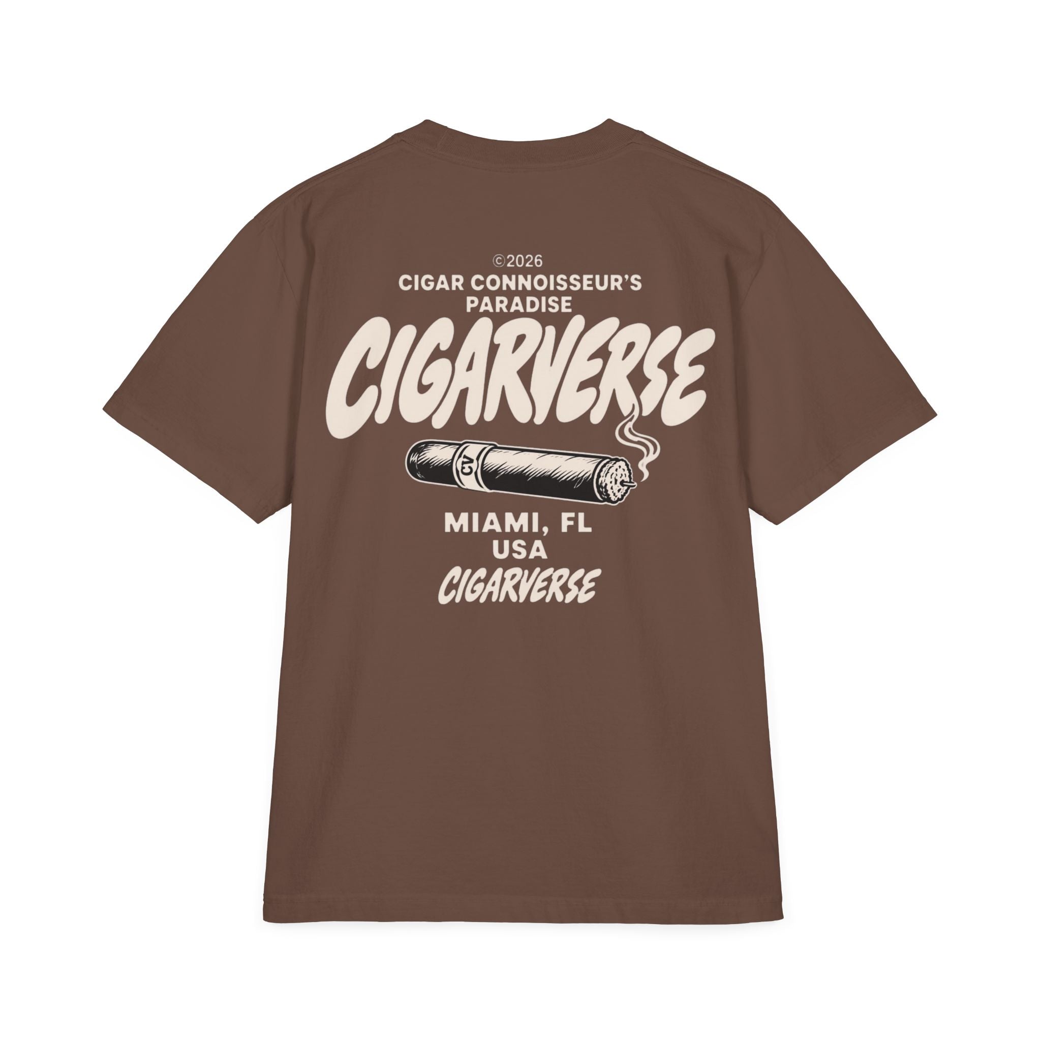 Oversized Premium CIGARVERSE Max Heavyweight T-Shirt — 'Cigar Connoisseur's Paradise' Miami Cigar Tee
