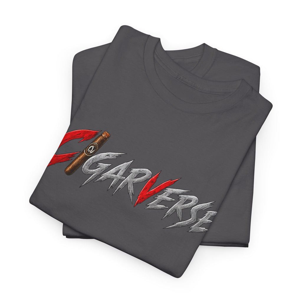 Cigarverse Graphic Tee — Bold Red & Gray Logo T-Shirt