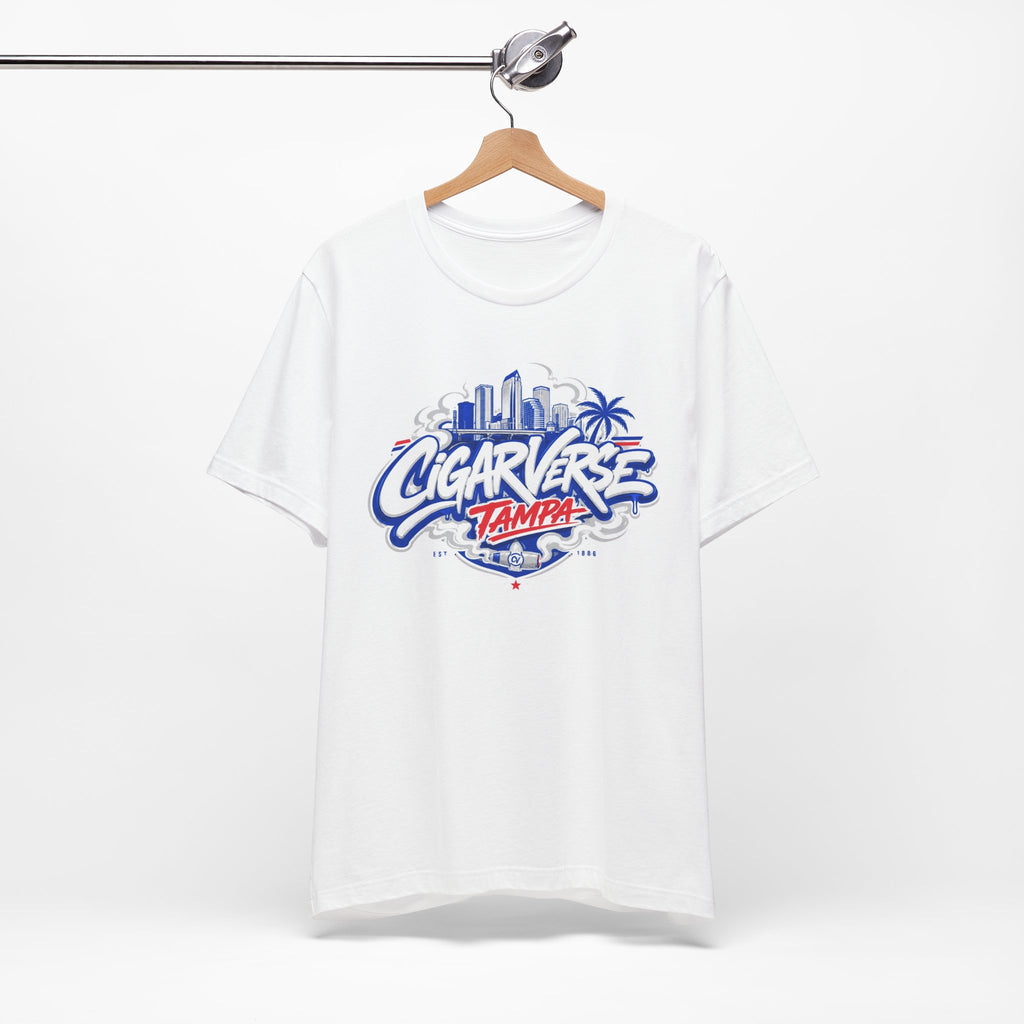 CIGARVERSE Tampa Graphic Tee — Retro Skyline & Palm Tree Logo