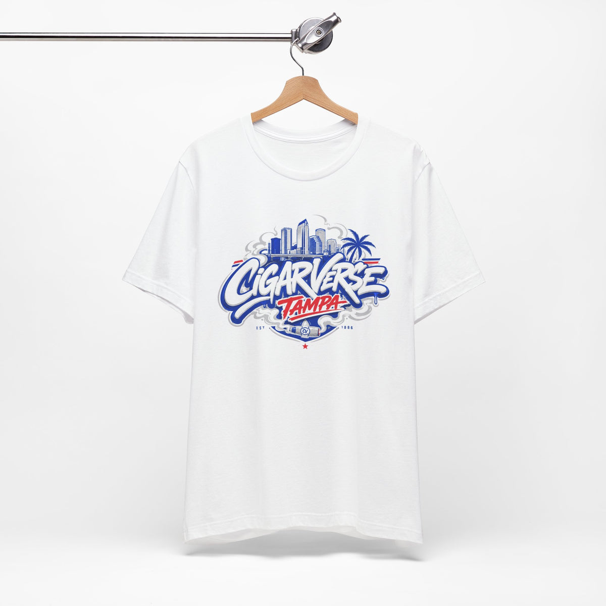 CIGARVERSE Tampa Graphic Tee — Retro Skyline & Palm Tree Logo
