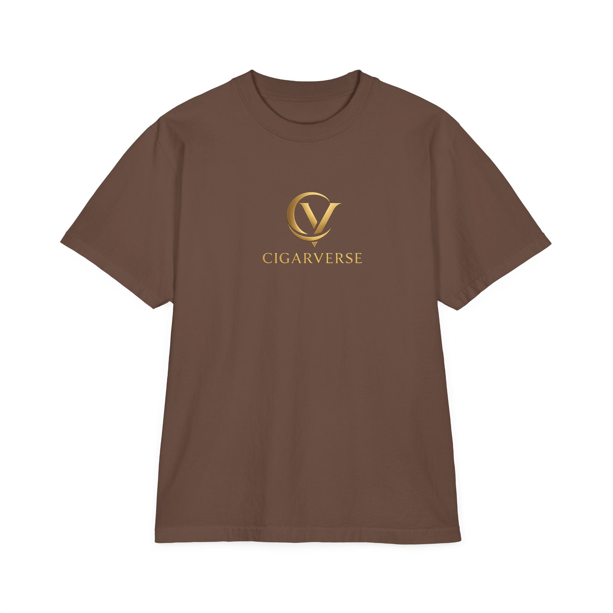 Premium Max Heavyweight Cigarverse Logo T-Shirt — Brown Garment-Dyed Casual Tee