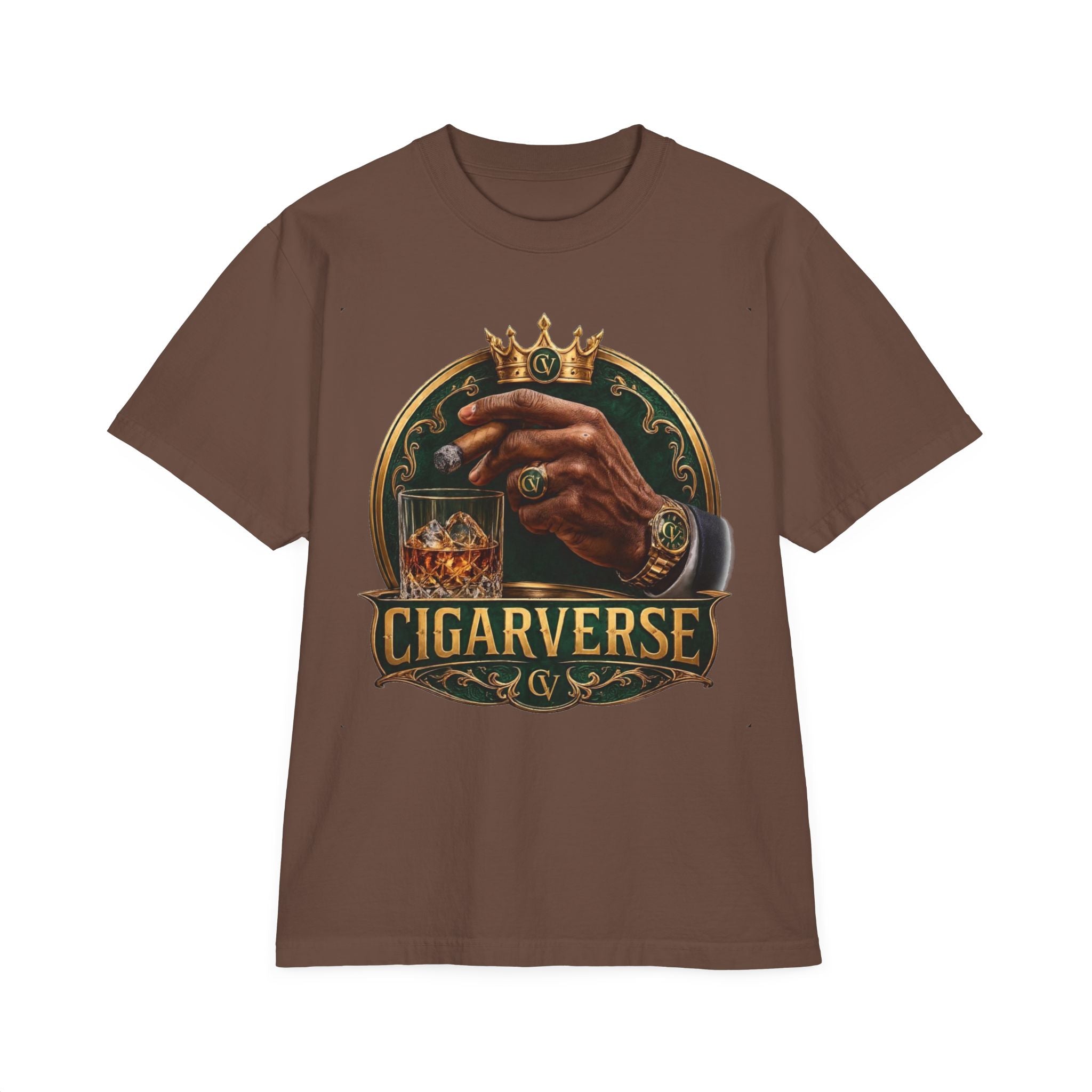 Oversized Premium Max Heavyweight Emerald + Gold Cigarverse Graphic T-Shirt