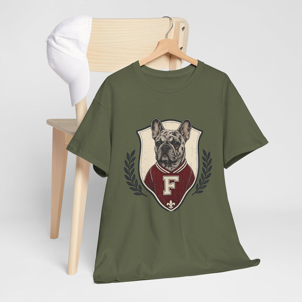 Unisex French Bulldog Crest T‑Shirt — Vintage Collegiate Pup Tee