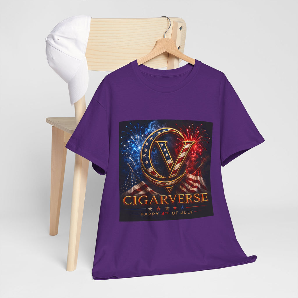 Cigarverse Logo Tee — Patriotic Gold & Flag Emblem Cotton T‑Shirt