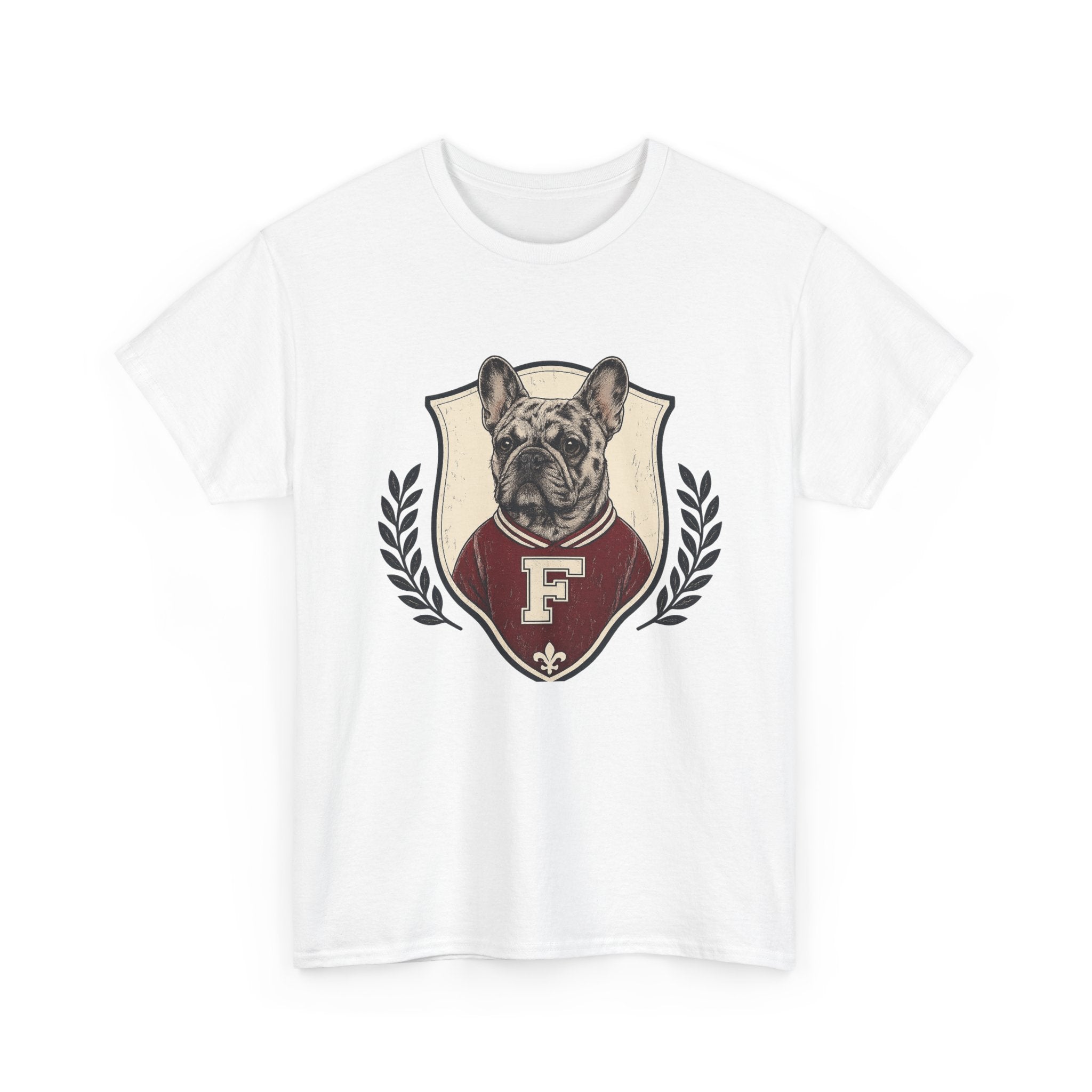 Unisex French Bulldog Crest T‑Shirt — Vintage Collegiate Pup Tee