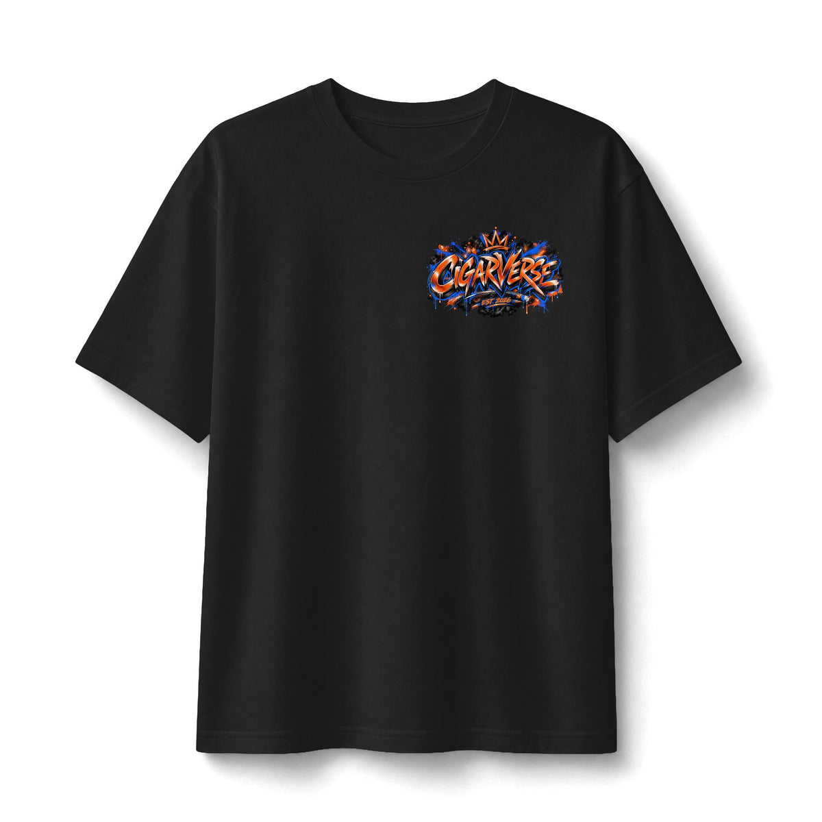 CIGARVERSE Graffiti Tee — Urban Streetwear T‑Shirt with Bold Orange & Blue Logo