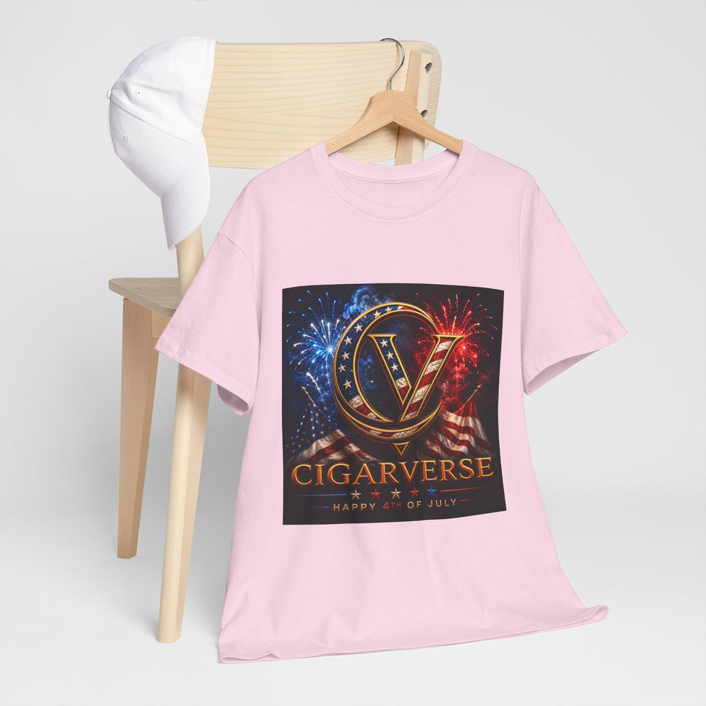 Cigarverse Logo Tee — Patriotic Gold & Flag Emblem Cotton T‑Shirt