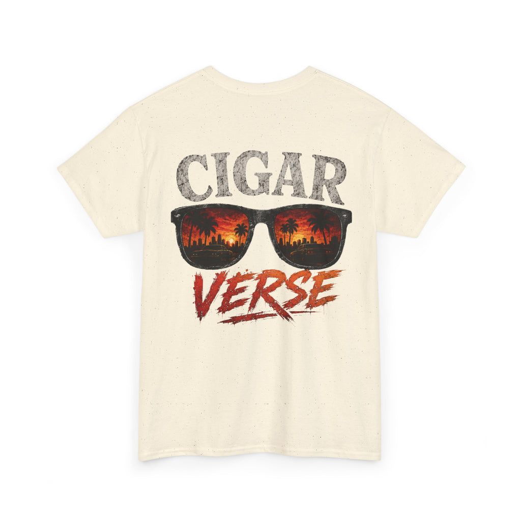 Cigar Verse Graphic Tee — Retro Sunglasses Smoke Design
