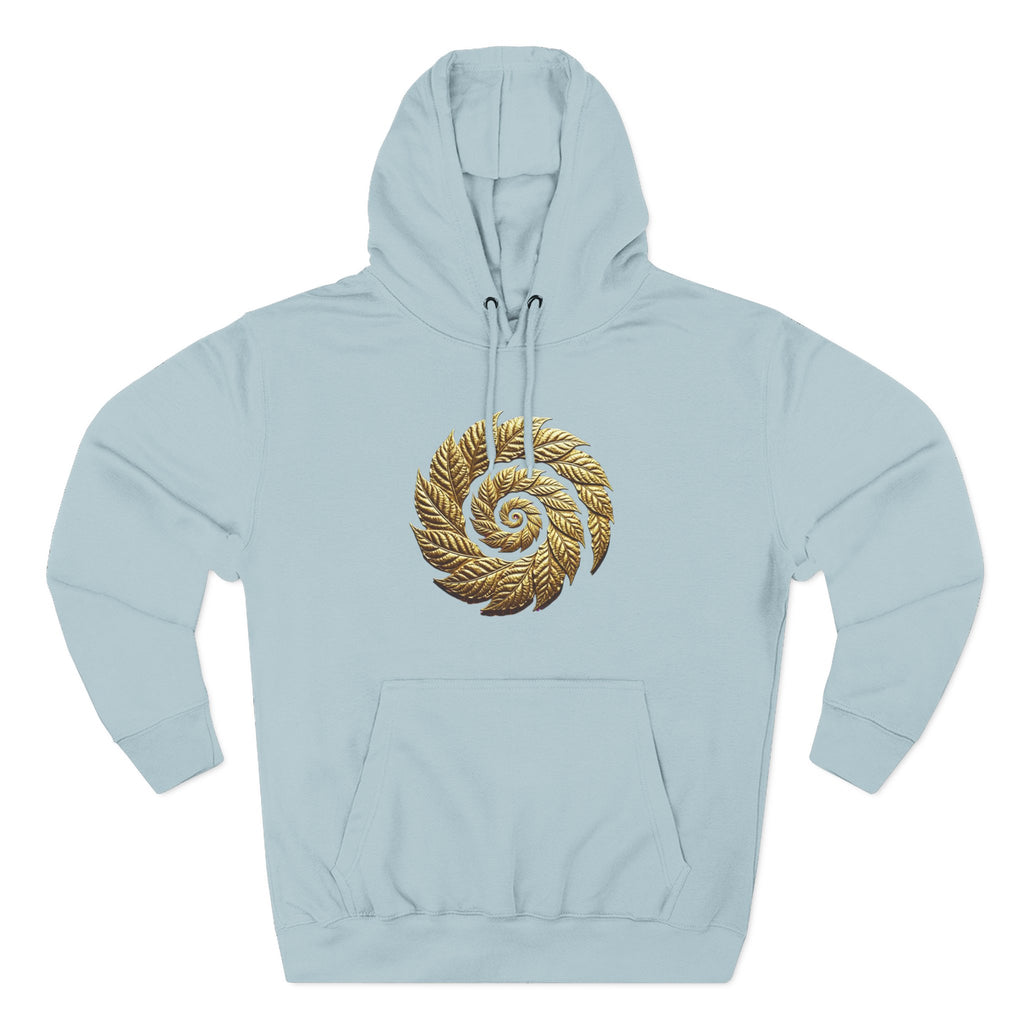 Golden Spiral Leaf Hoodie — Botanical Spiral Graphic Pullover