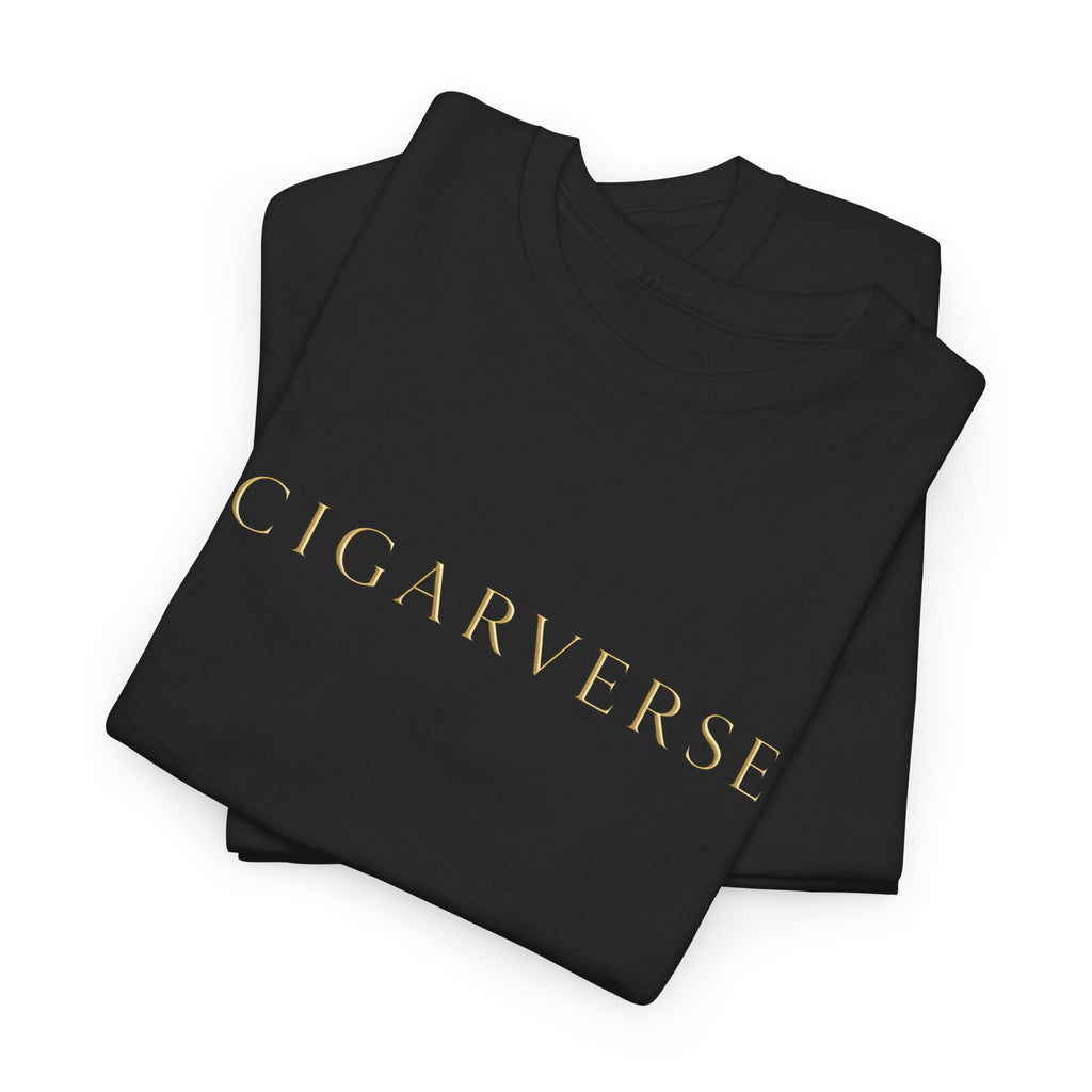 CigarVerse Tee — Minimalist Gold Logo Short-Sleeve T-Shirt for Cigar Enthusiasts