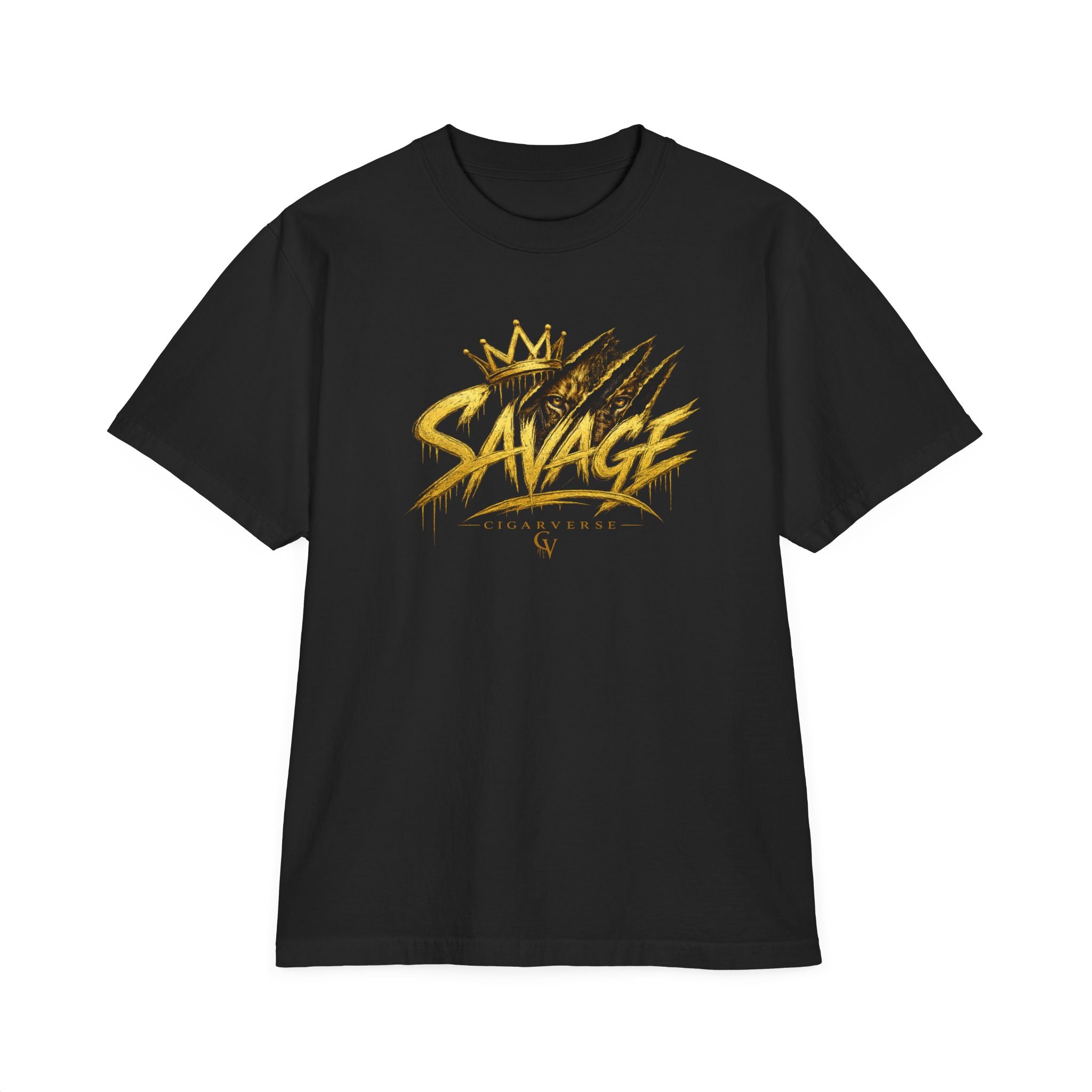 Savage Crown Premium Max Heavyweight T-Shirt — Bold Gold Streetwear Graphic Tee