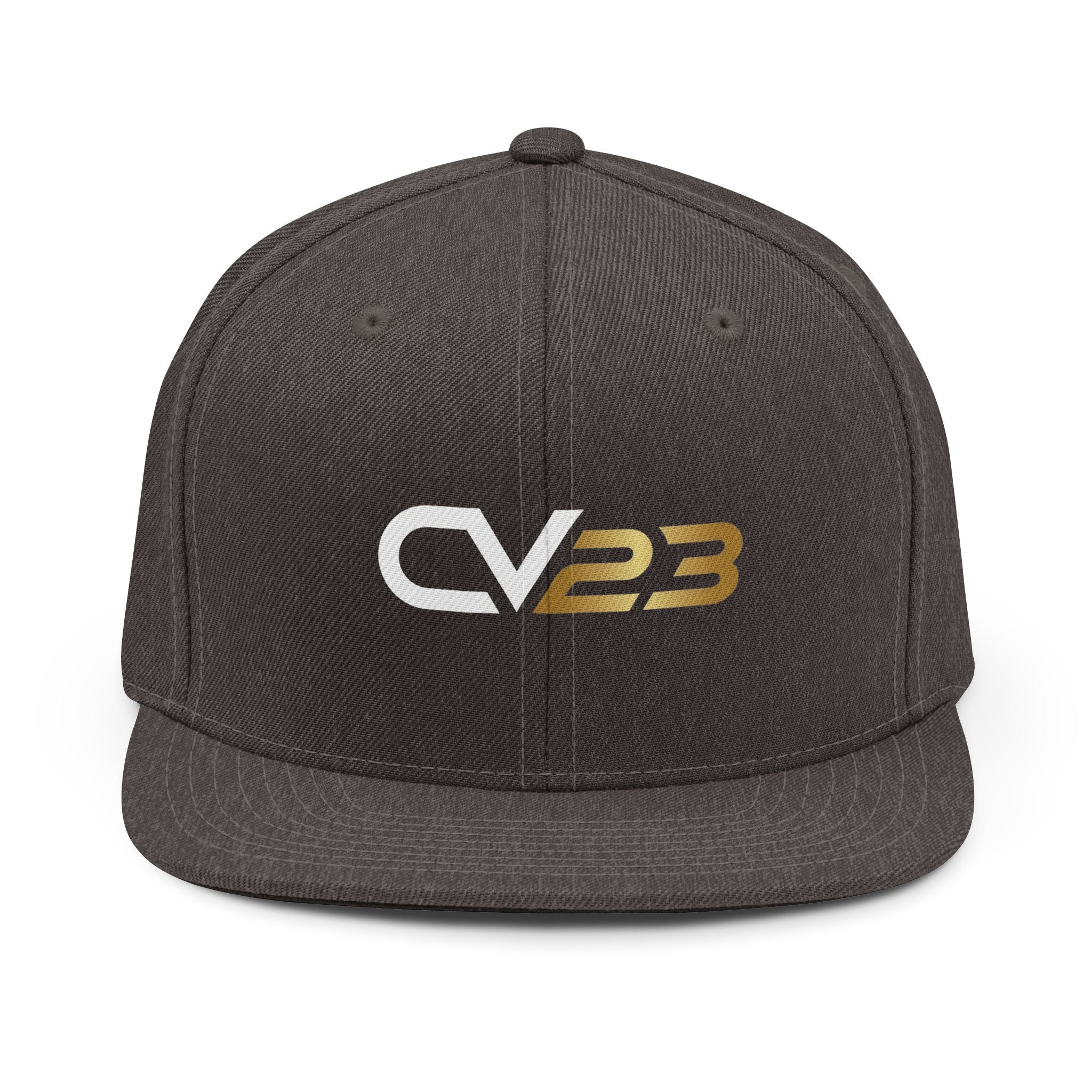 Snapback Hat — CIGARVERSE White & Gold CV23 Logo Flat-Brim Cap