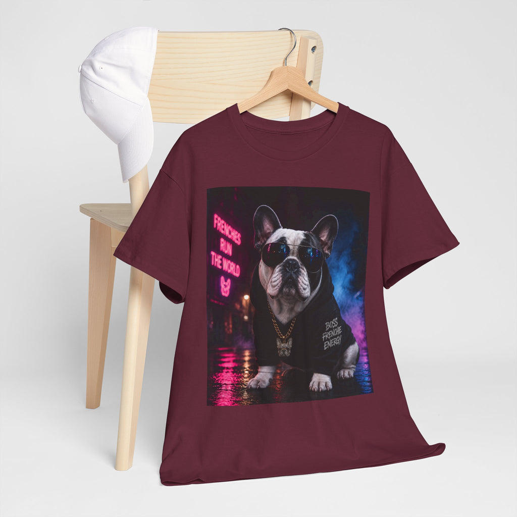 Bulldog Gangster Tee — Neon Retro Dog Graphic T-Shirt