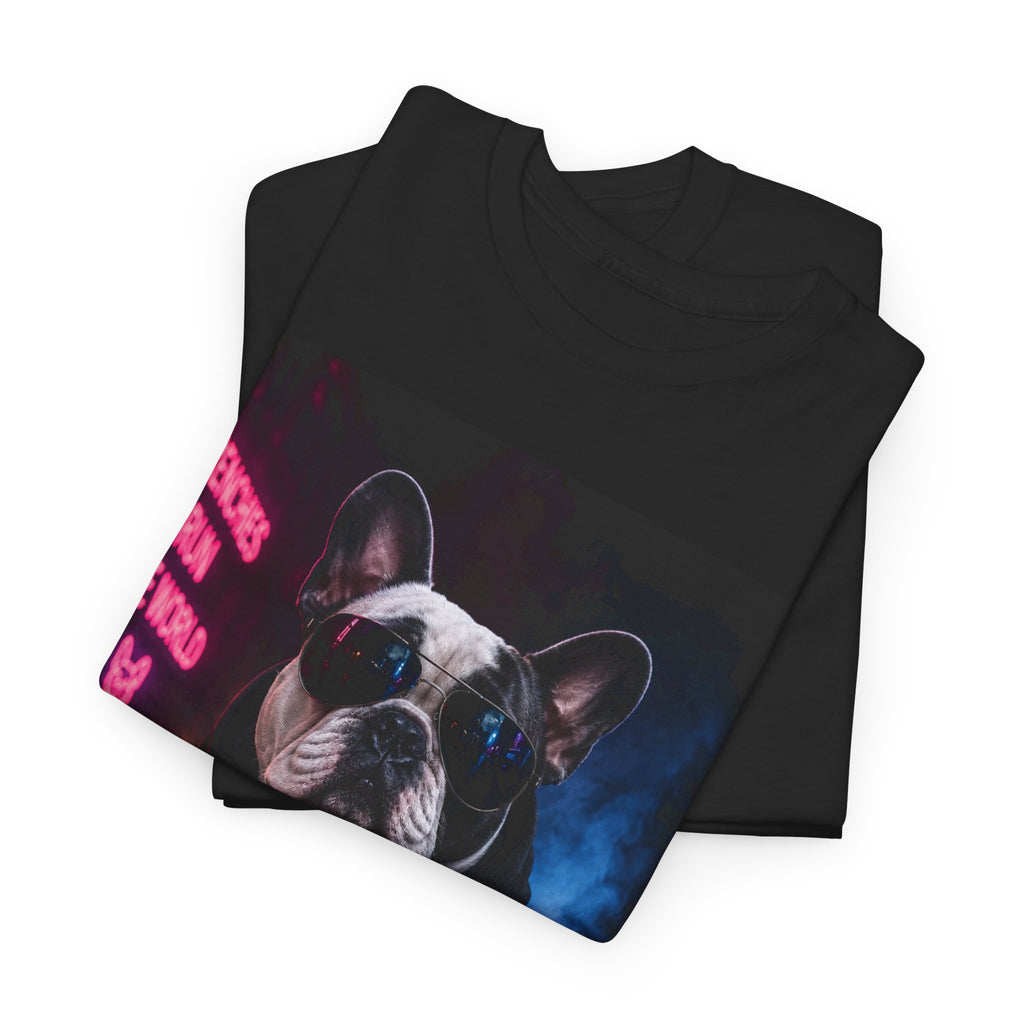 Bulldog Gangster Tee — Neon Retro Dog Graphic T-Shirt