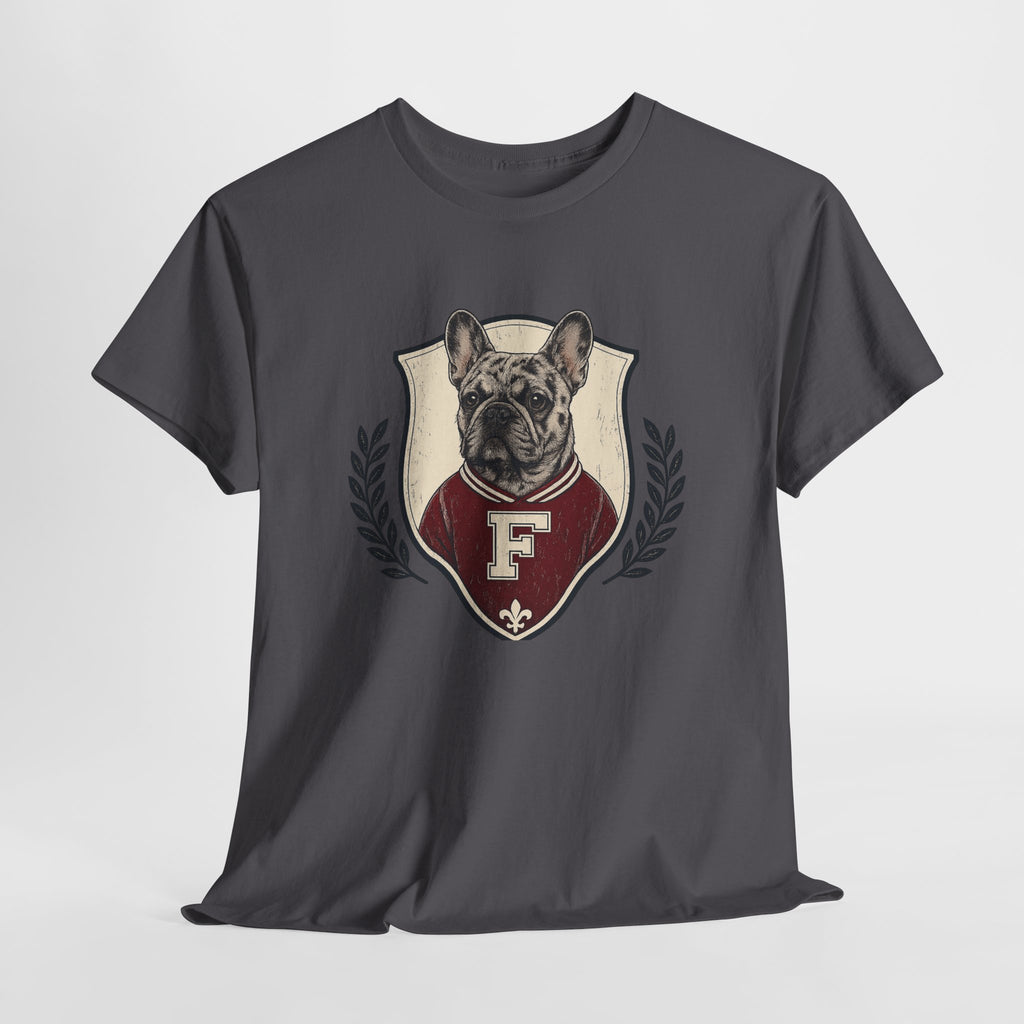 Unisex French Bulldog Crest T‑Shirt — Vintage Collegiate Pup Tee