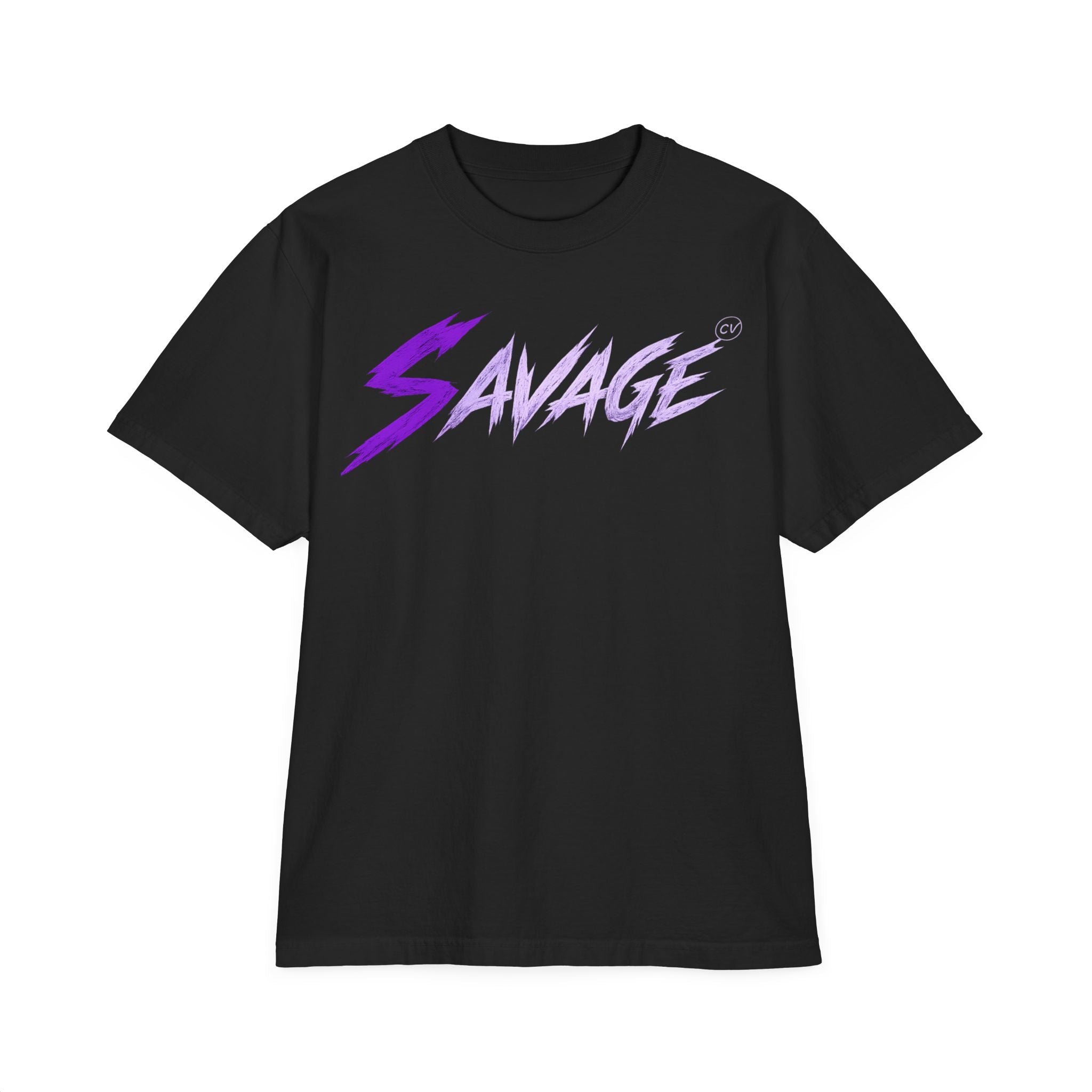 Savage Graphic Premium Max Heavyweight T-Shirt — Retro Purple Gradient Streetwear Tee