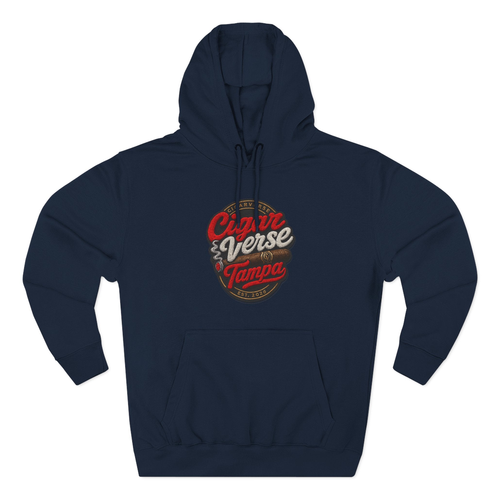 Cigar Verse Tampa Hoodie — Retro Script Logo Fleece Pullover