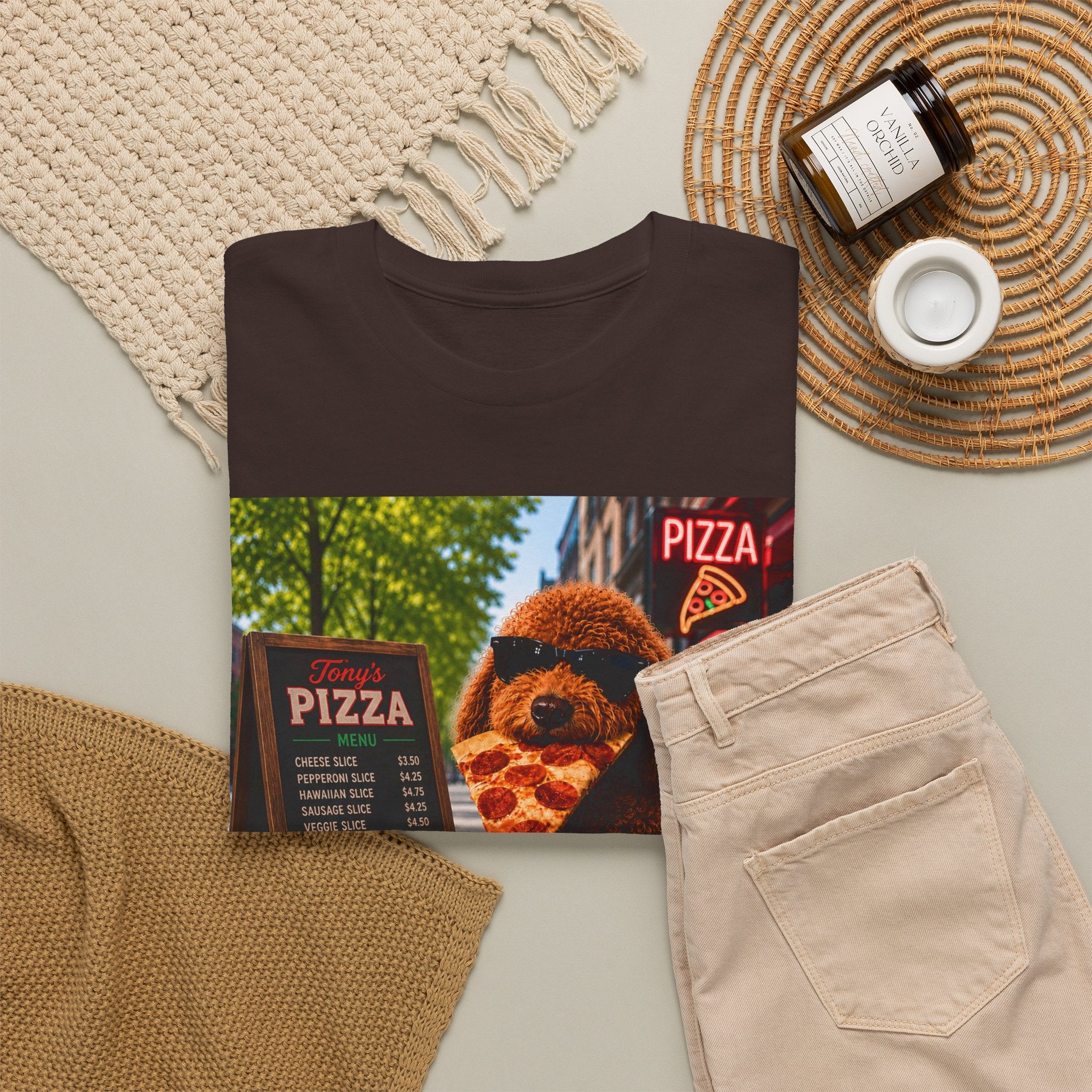 Doodle Pizza Tee — Cute Eating Pizza T-Shirt