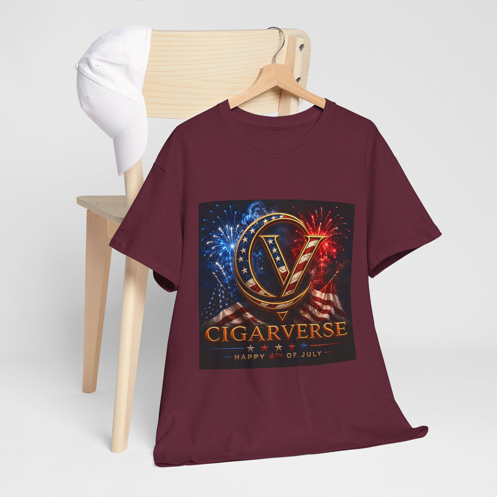 Cigarverse Logo Tee — Patriotic Gold & Flag Emblem Cotton T‑Shirt